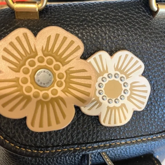 Coach Riya Black Backpack 21 with tea rose (no hang tag) - Picture 2 of 5